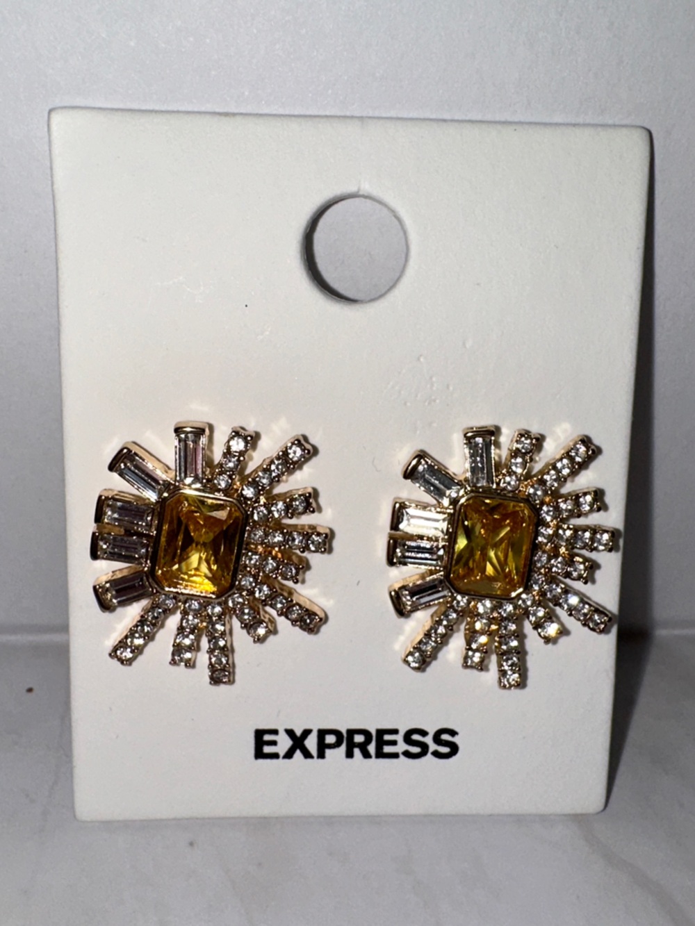 Express Gold-Tone Sunburst Stud Earrings with Yellow Center Stones